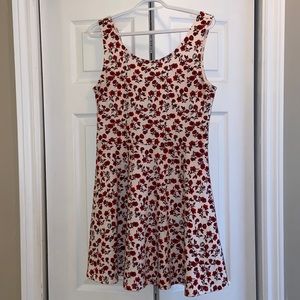 H&M Divided Red & White Floral Skater Dress